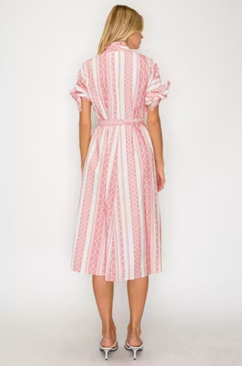 Crimson Weave Shirt Dress