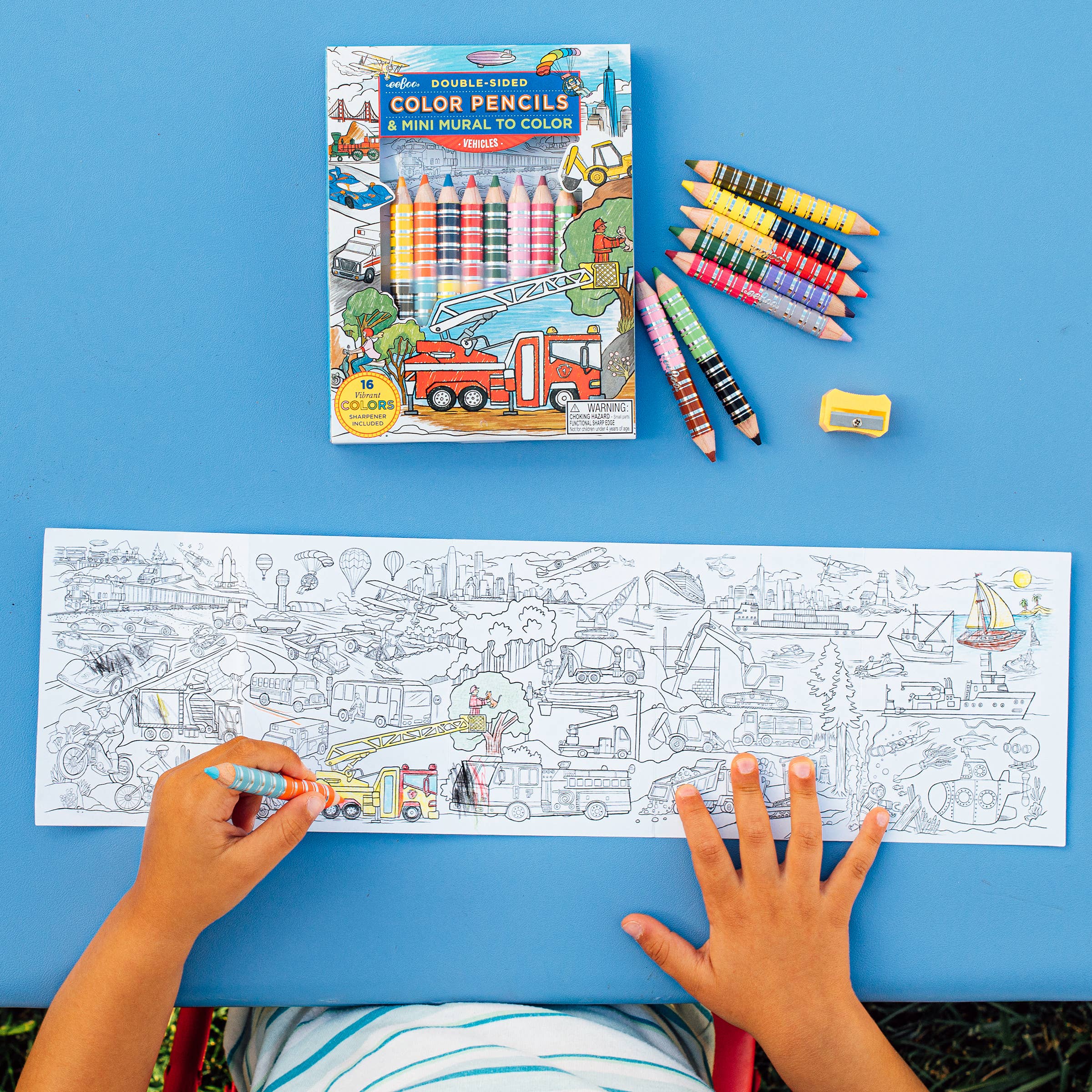 Vehicles 8 Double-Sided Biggie Pencils with Mini Mural