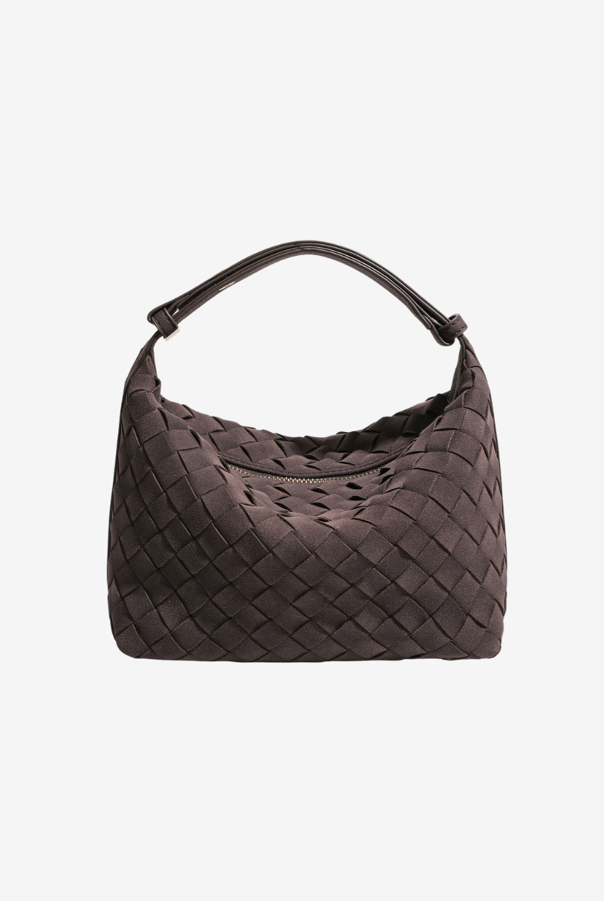 Woven Suede Hobo Bag: Espresso