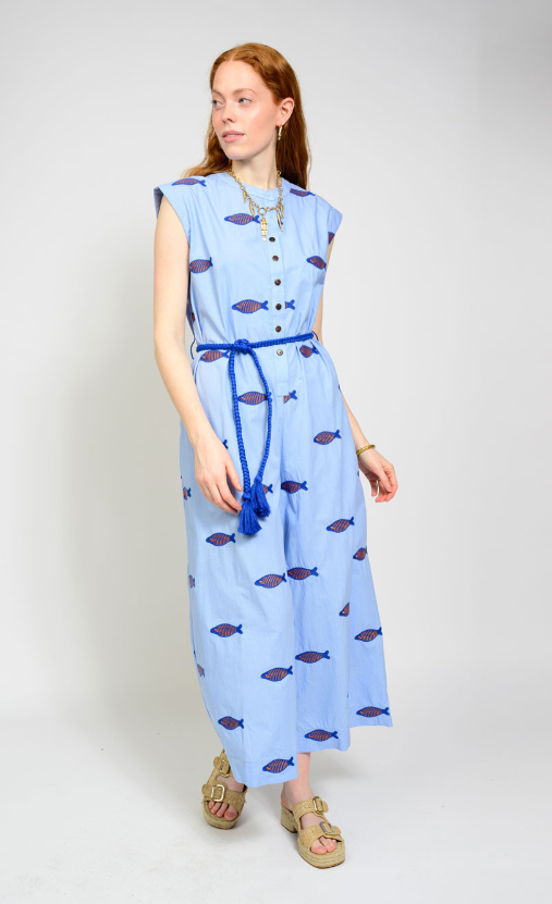 Embroidered Fish Jumpsuit