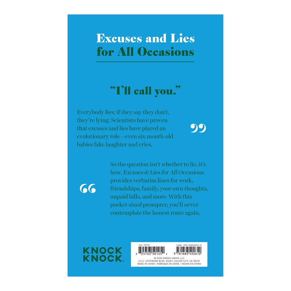 Knock Knock Excuses & Lies Lines for All Occasions: Paperback Edition