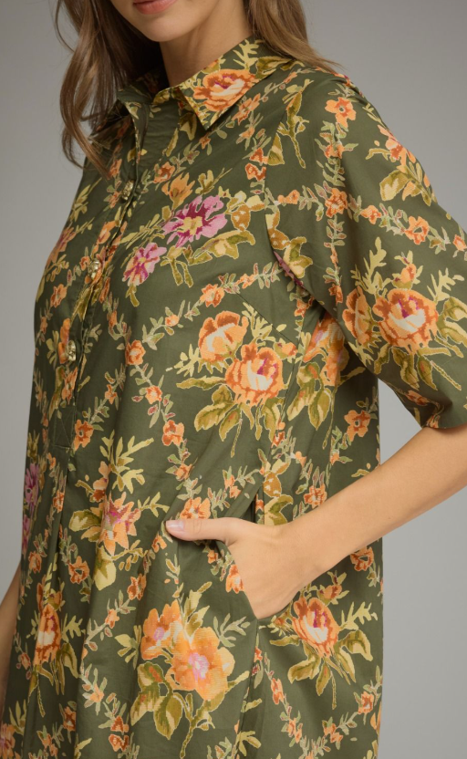 Lucia Olive Shirt Dress