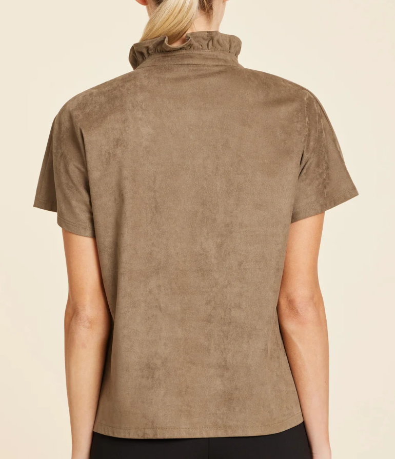 Olive Faux Suede Top