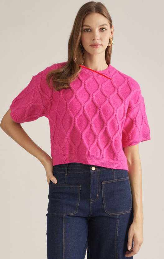 Diamond Knit Short Sleeve Sweater