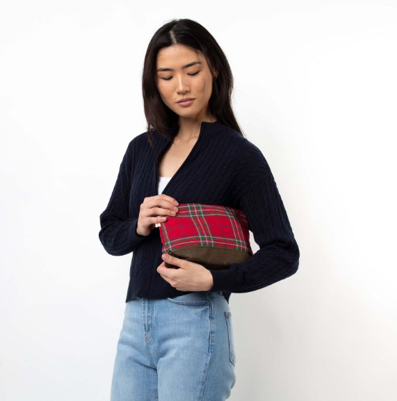 Plaid Clutch with Waxed Canvas