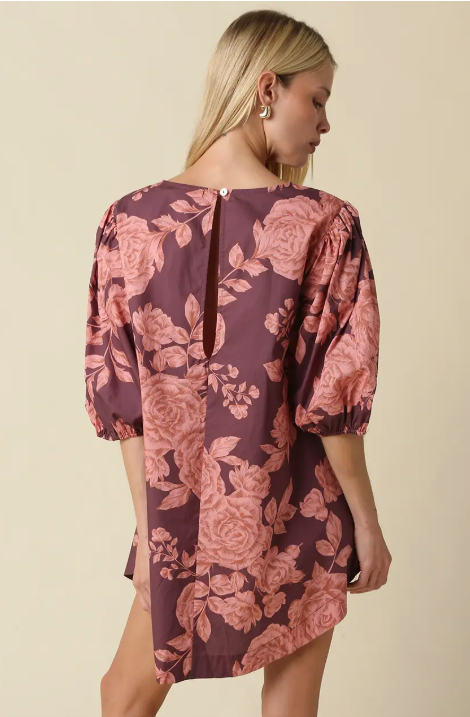 Rose Floral Mini Dress