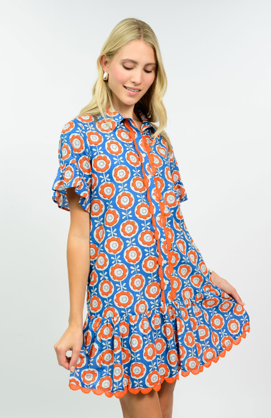 Scalloped Shirt Dress