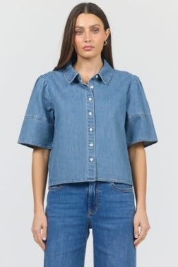 Irina Denim Short Sleeve Blouse